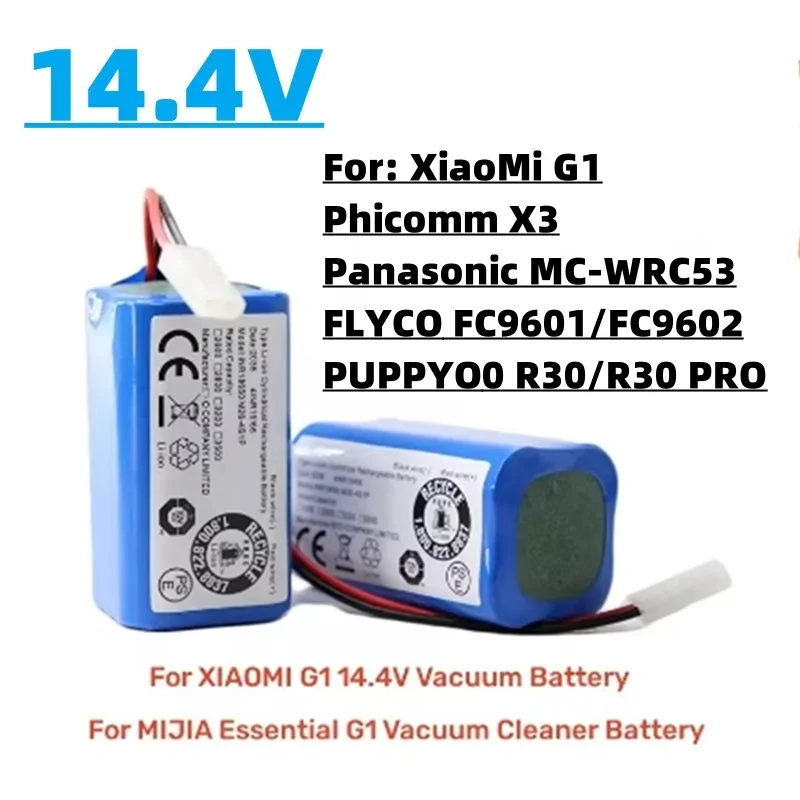 14.4V 9800mAh 4S1P Replacement Li‑ion Battery Pack For Xiaomi Mijia Essential G1 MJSTG1 Robot Vacuum SKV4136GL H18650CH R30 R35