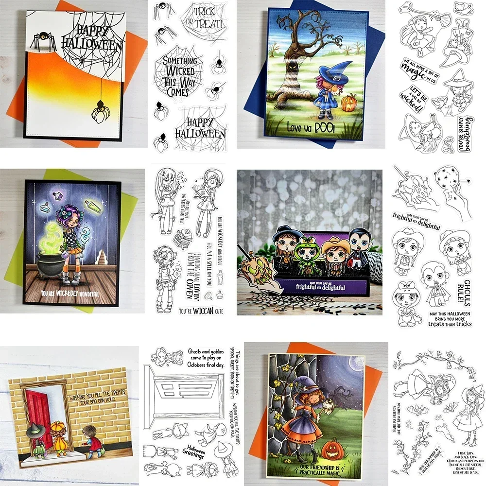 Halloween Thema Fledermaus Eule Klare Stempel und Stanzformen Kind will Zucker Hexe Besen Stempel für DIY Scrapbooking Karte Handwerk machen