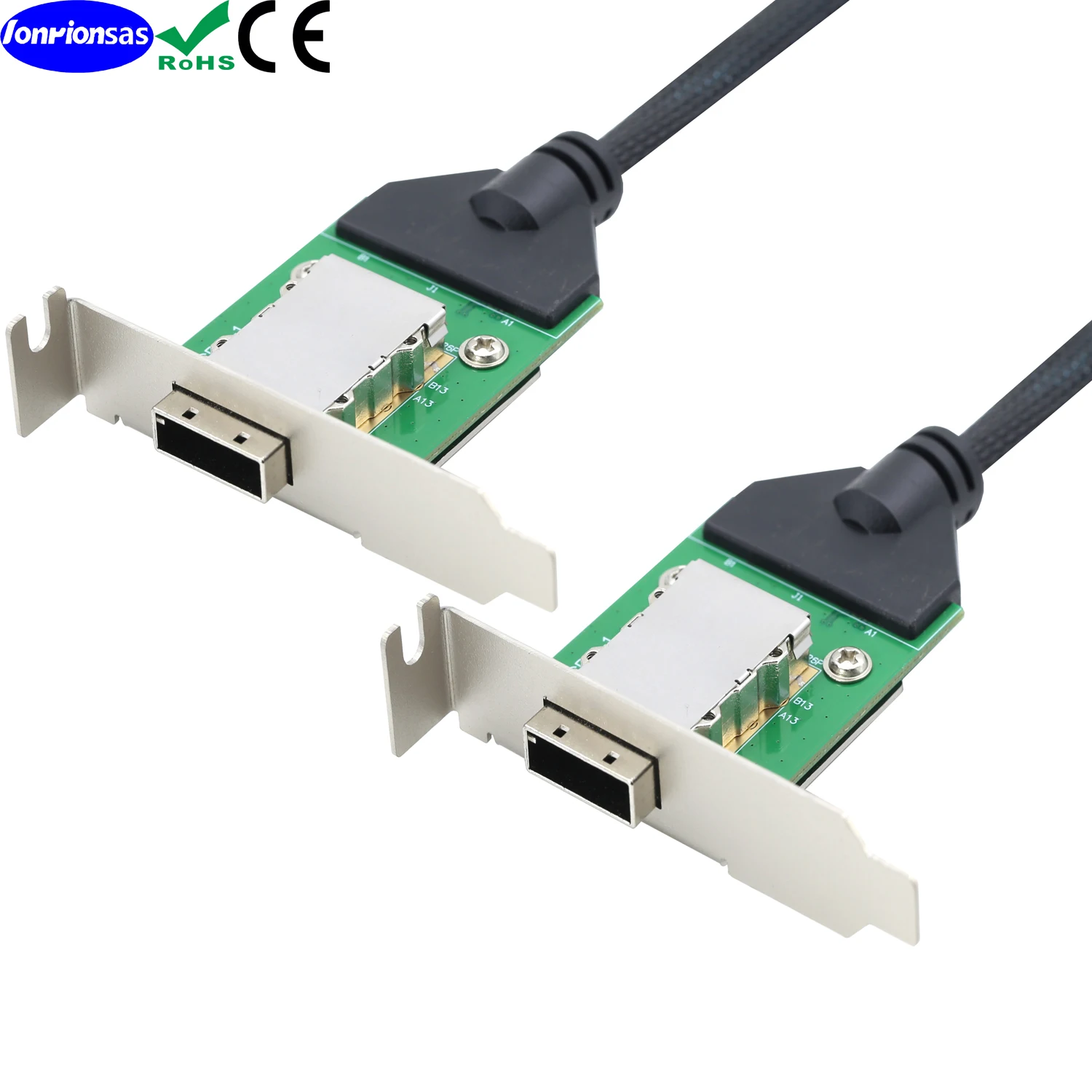 Mini SAS HD SFF-8088 26P PCBA Female with Low Profile Bracket to SAS SFF-8088 female 12Gbps External Impedance 30AWG cable