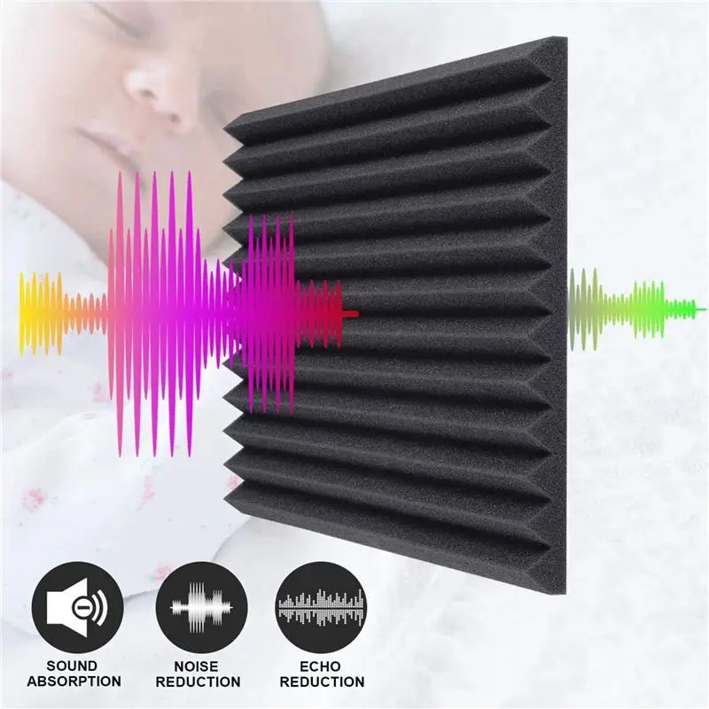 ABHS 300Pcs Acoustic Soundproof Foam Panels, 1 Inch Wedge Sound Absorbing for Studio, Black