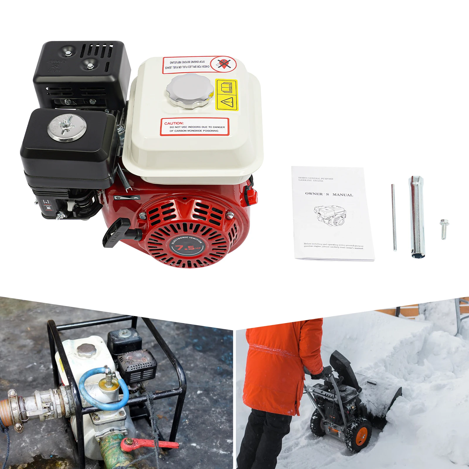 محرك بنزين رباعي الأشواط 3000 وات 7.5 حصان 3600 دورة في الدقيقة خزان كبير فعال في الوقود متين لمولدات المضخات والمزيد #4