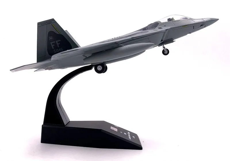 AMER COM USAF F-22 Raptor Stealth Air Superiority Fighter 1/100 Diecast Aircraft Jet Model