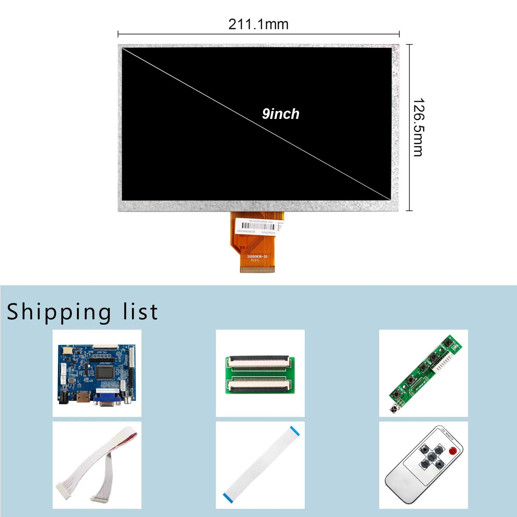 Vssdisplay 9 "at090tn10 800x480 Verhältnis TFT-LCD Bildschirm mit HD-MI vga 2av lcd Controller-Karte für industrielle Displays