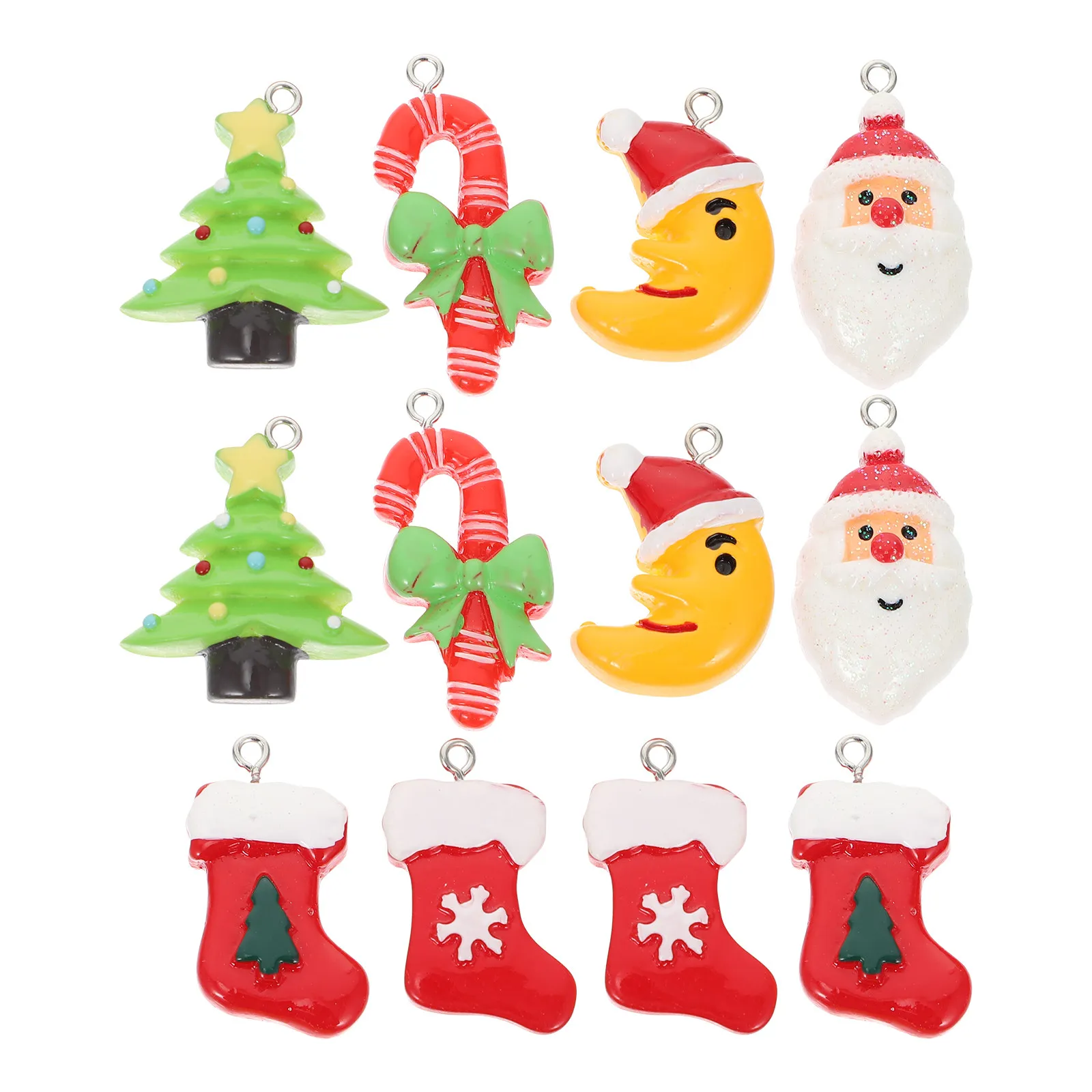 12Pcs Christmas Pendants Jewelry Making Resin Ornaments Miniature DIY Decorations Practical Accessory for Parties