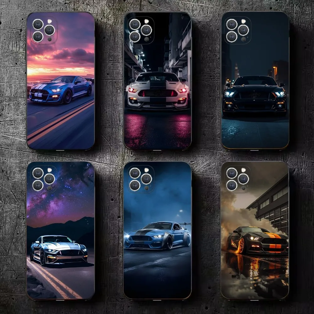 

S-ShelbyS M-MustangS GT Phone Case For iPhone 16,15,14,13,12,11,Plus,Pro Max,XS,X,XR,SE,Mini,8,7 Soft Silicone Black Cover