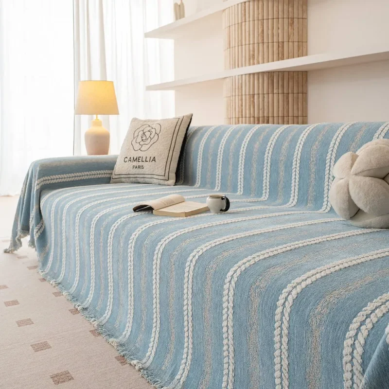 Linear Design Thick Four Season Sofa Cover New Minimalist One Piece Full Wrap Sofa Throw Blanket Home Textile Product