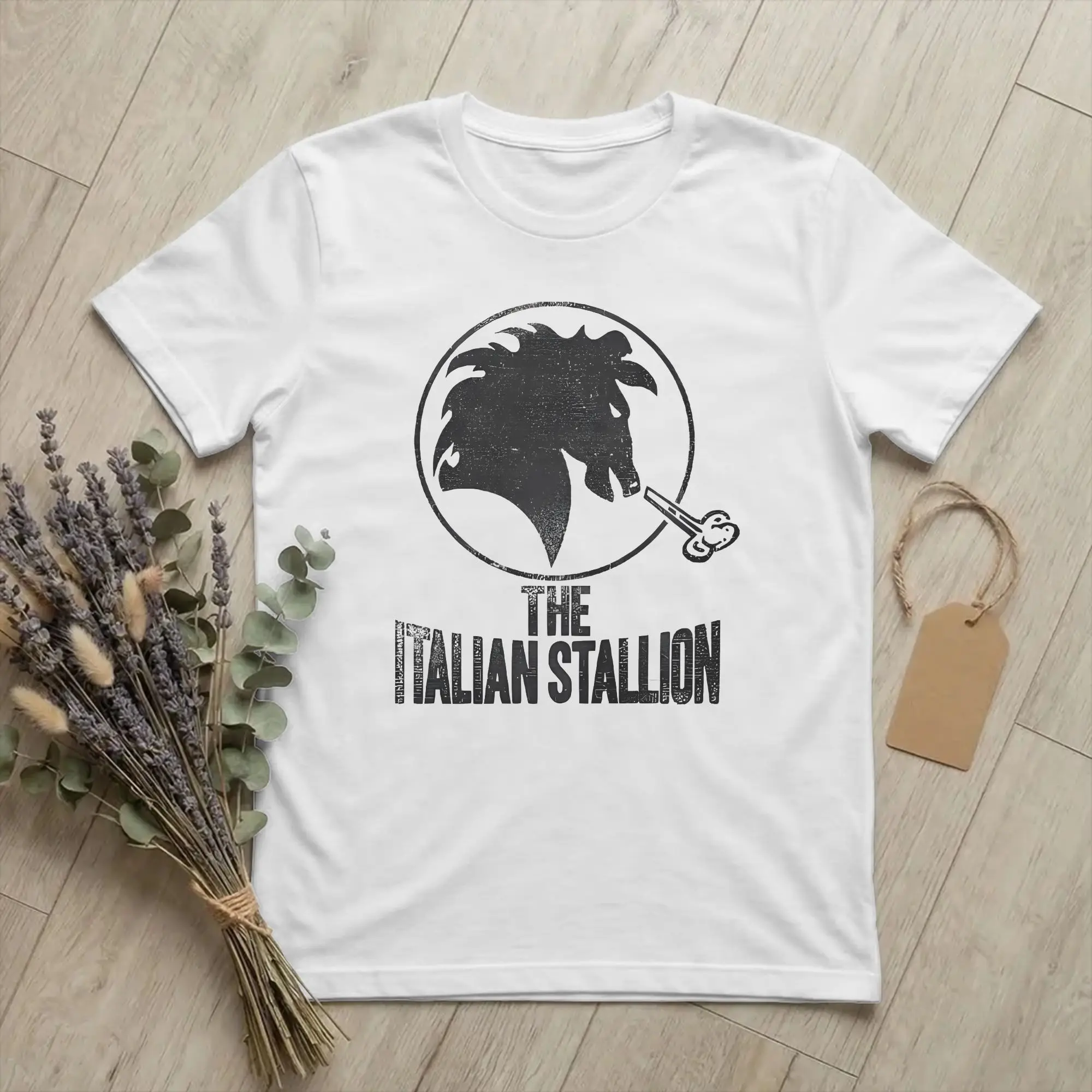 Rockys Italian Stallion Horse T Shirt Men 100% Cotton Novelty T-Shirts Round Neck Boxing Movie Tee Short Sleeve merchandise