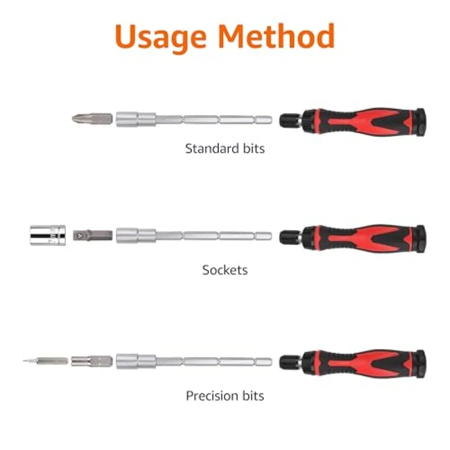 73Piece Magnetic Ratcheting Wrench and Electronics Precision Screwdriver Set with Extended Reach and AntiSlip Handles for Autom