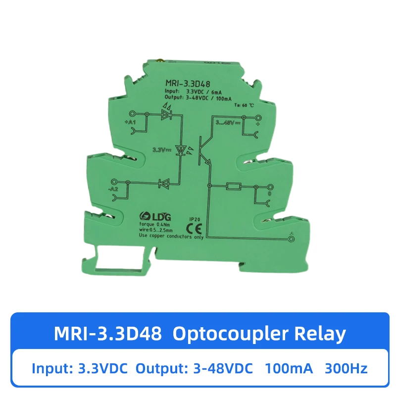 

MRI-3.3D48 3 В постоянного тока, релейный модуль оптопары, ПЛК, изоляция сигнала, защита от помех, высокая частота, 300 Гц, DIN-рейка, SSR, быстрое реагирование