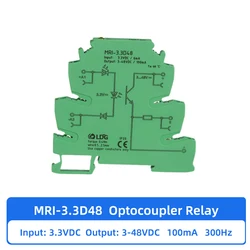 MRI-3.3D48 3V DC Optocoupler Relay Module PLC Signal Isolation Anti-Interference High frequency 300hz DIN Rail SSR Fast Response