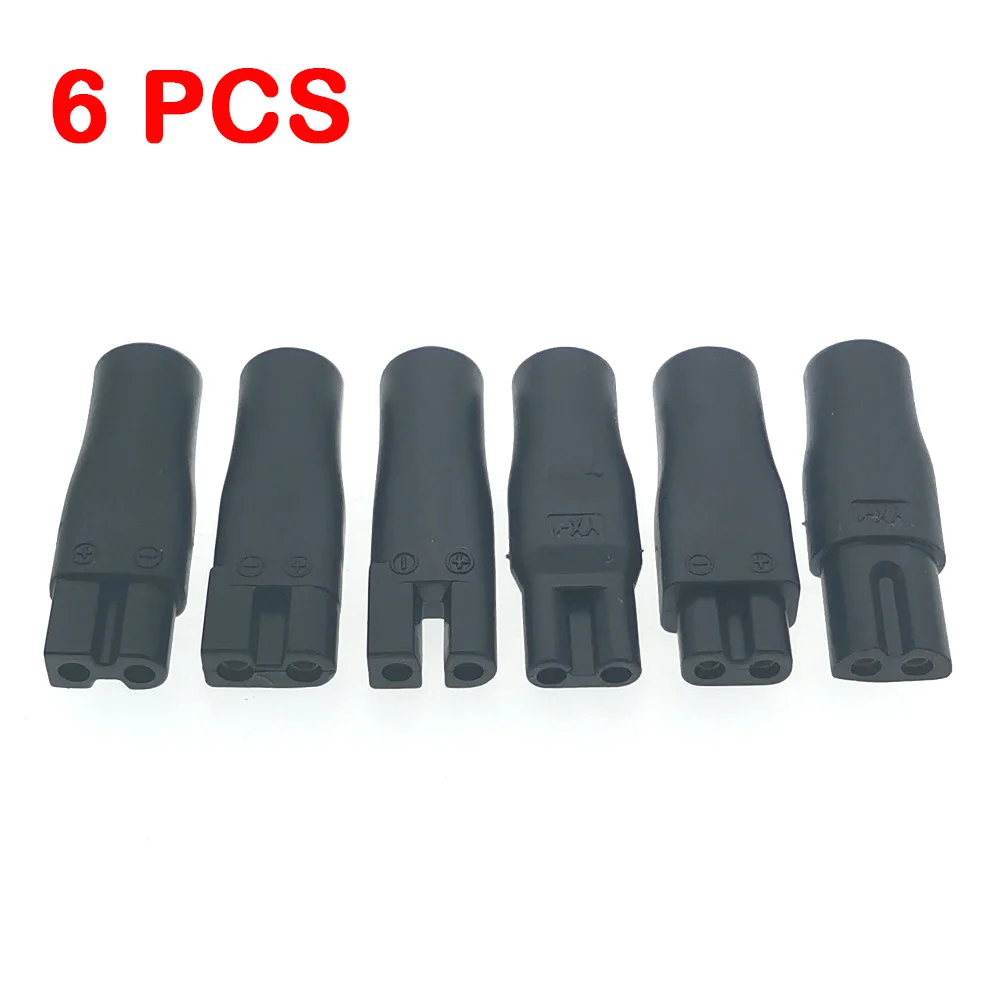 6pcs DC 5.5*2.1mm Female to 2-Prong Charger Plug Power Charging Adapter Converter Connector Plug For Shavers