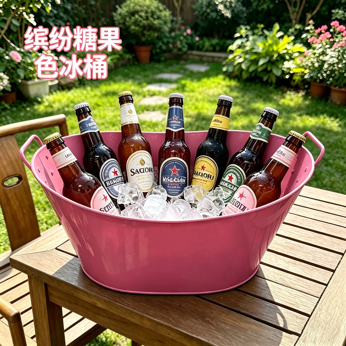 New Candy Color Large Capacity Tin Metal Ice Bucket For Beer Champagne Whiskey Drinks Party Household Cool Storage Tub