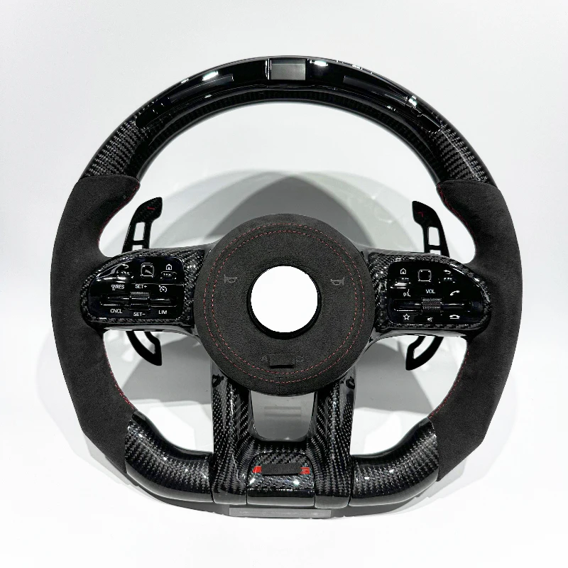 

Карбоновый руль Bos для Mercedes Benz со светодиодной подсветкой 809 Вт 205 Вт 204, чехол из алькантары с веслом из углеродного волокна, качество Mercedes