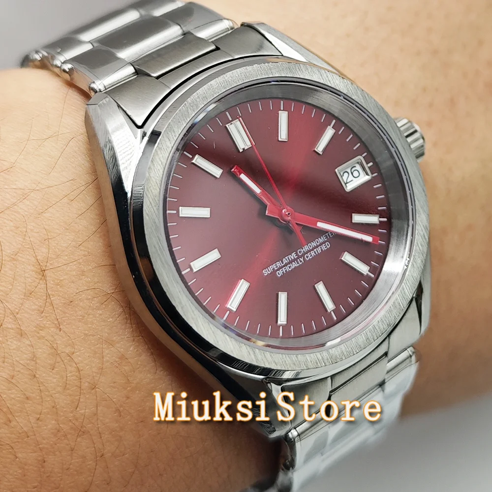 RICHUS 38mm NH35 Watch Silver Stainless Steel  Watch Men's Mechanical Wristwatches NH35 Automatic Movement