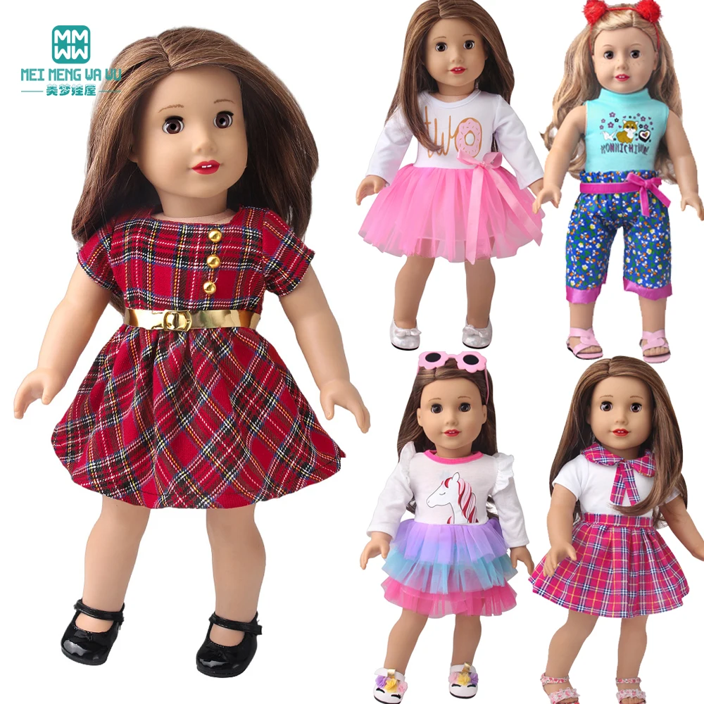 45cm American doll Clothes Fashion skirts T-shirts pants shoes