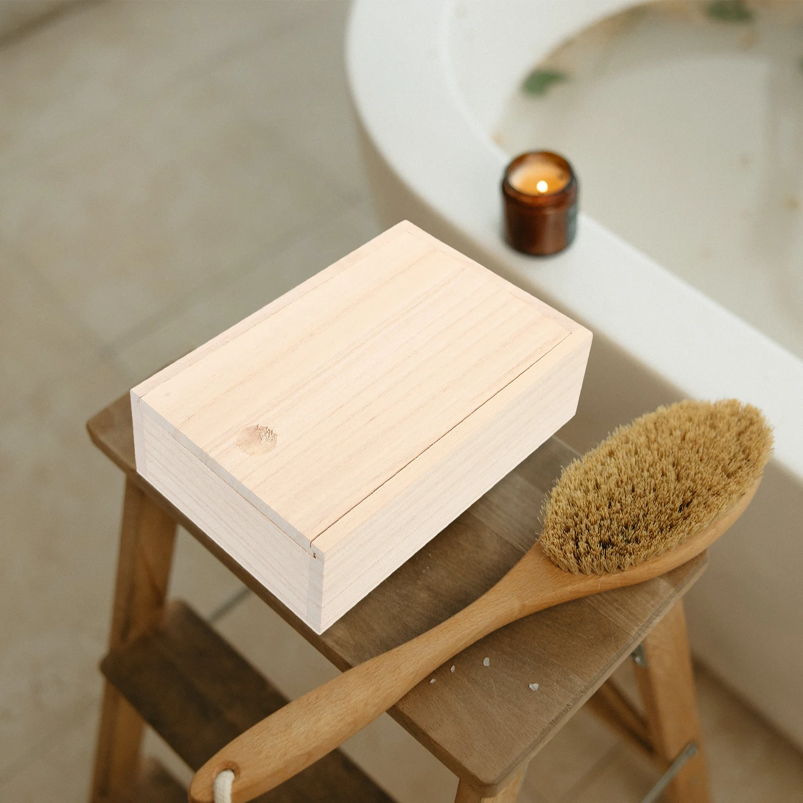 

Pullout Lid Wooden Soap Dish Natural Material Bathroom Organizer Compact Storage Box for Soaps and Accessories