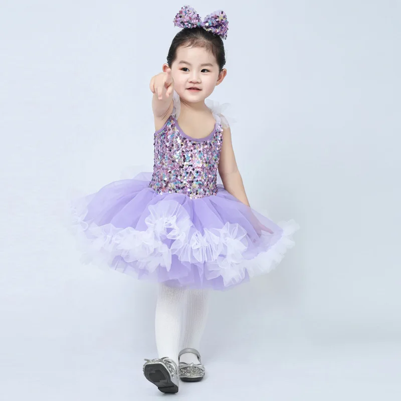 

Summer Dress Children's Performance Costume Sequin Dance Girl Ballet Leotard Princess Girls Clothes Vestido Baby Party Dresses