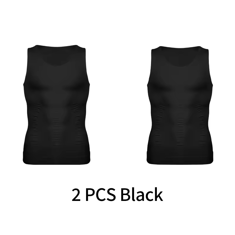 Mens Slimming Body Shaper Vest Shirt Abs Abdomen Slim Gym Workout Tummy Control Compression Tank Top Sleeveless Shapewear - Image 12