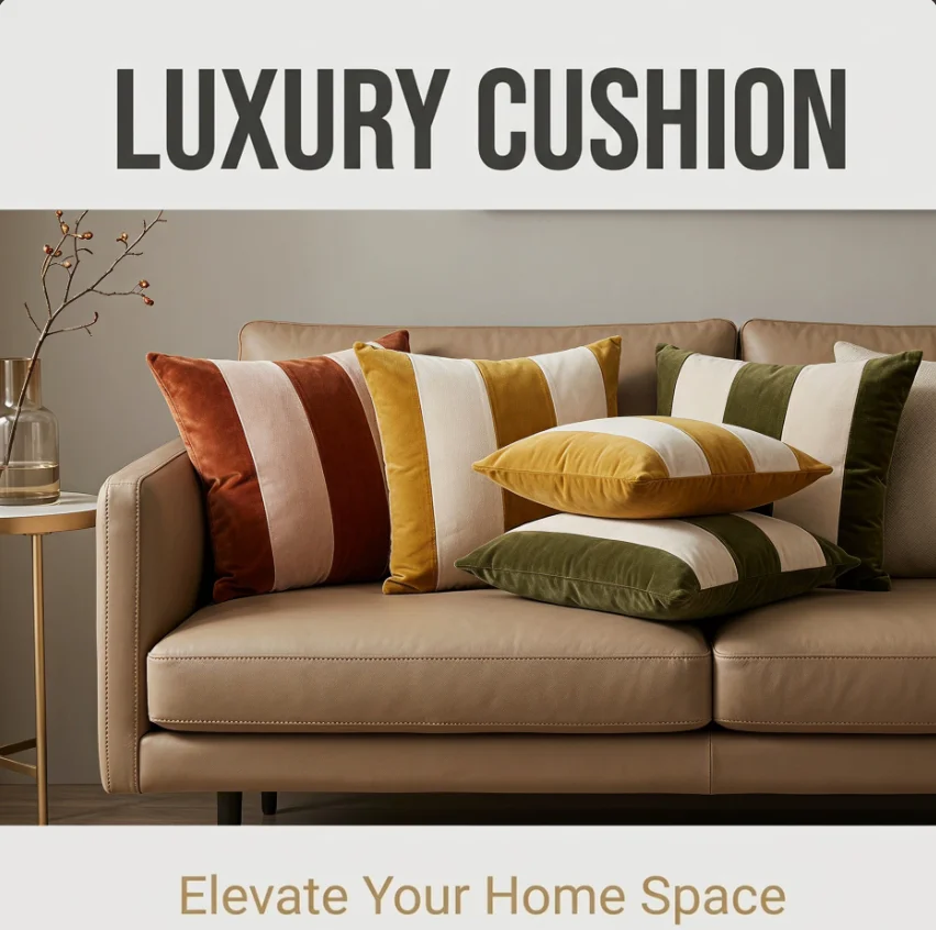 Ins Luxury Color Block Striped Pillow Cover Dutch Velvet Spliced Cushion Cover Decorative Throw Pillow Case for Sofa Bed Home