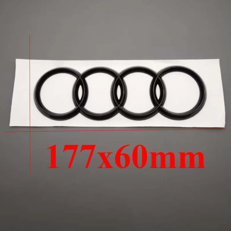 

177 мм 3D ABS глянцевый черный хром плоский клей стиль задний логотип автомобиля эмблема наклейка для Audi A4 TT авто украшения аксессуары