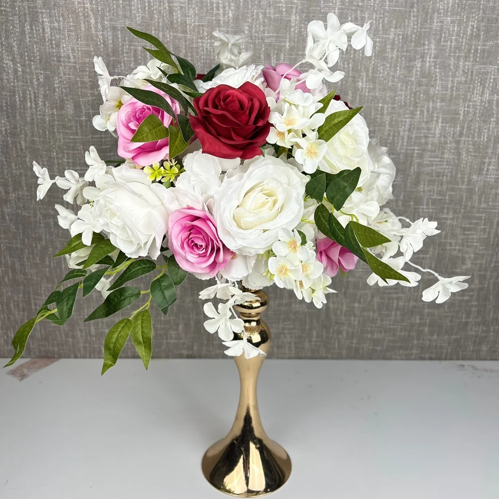 

ROCAN 35cm 13.8" Flower Ball Aritifical Flower Centerpiece White Rose With Greenery Wedding Table Centerpiece