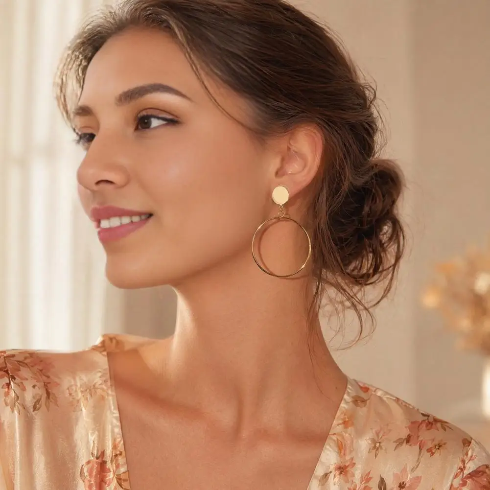 Women Drop Earrings 1 Pair Drop Earrings for Women Circle Draped Style Jewelry Small Face Enhancing Accessories for Commuting