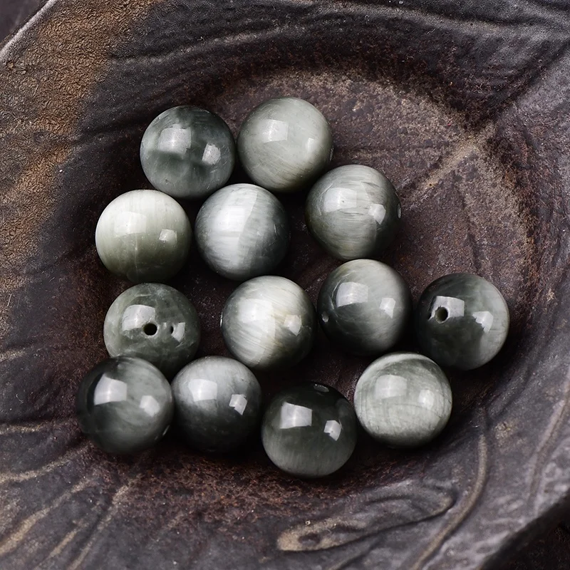 Natural Hawkeye loose beads work in progress necklace jewelry