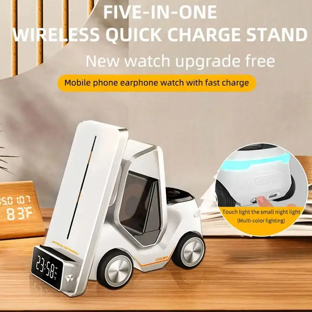

Forklift Design Universal Wireless Charger Station For Android Airpods Pro Car Design Night Light Charging Stat G0Z0