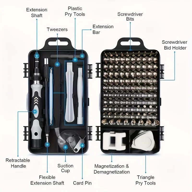 115 in 1 Multifunctional Precision Magnetic Screwdriver Set Computer PC Mobile Phone Equipment Repair Screwdrive Kit Hand Tools