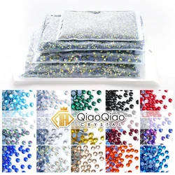 QIAO 2000Pcs-10000pcs Wholesale SS6-SS30 Glass Crystal Hot Fix Rhinestones Flatback Iron On Stones For DIY Fabric Decoration