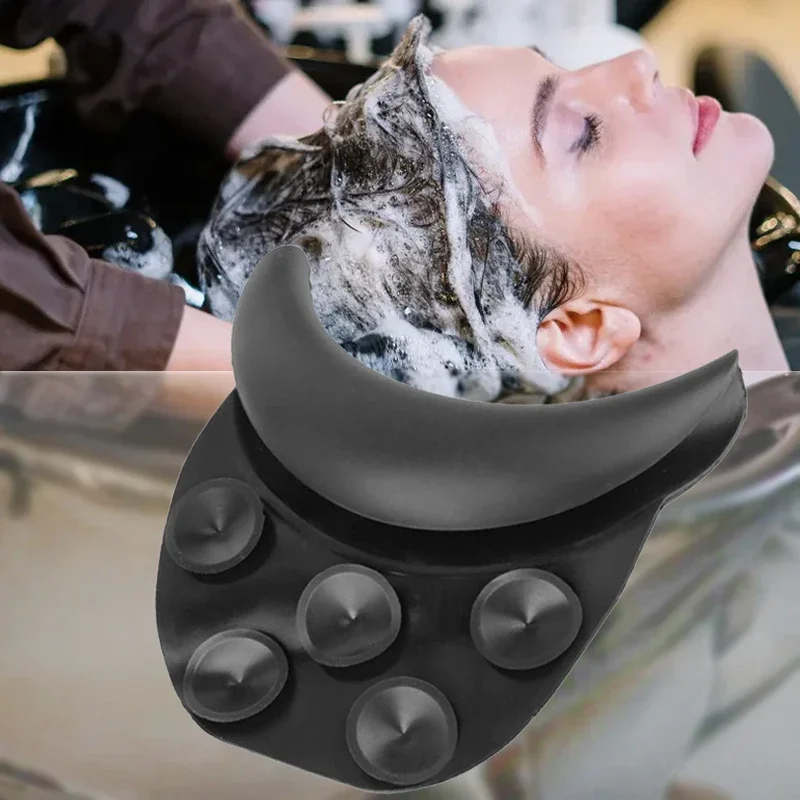 Cojín de silicona para lavacabezas con ventosa antideslizante, almohada de gel suave para reposacabezas, cojín profesional para lavabo de salón