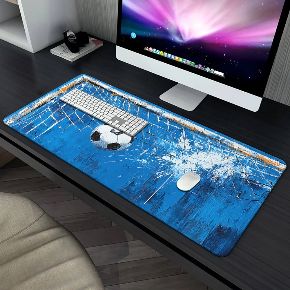 Aesthetic Painted Football Desk Mat, Extra Large Soccer Goal Mouse Pad, Non-Slip Waterproof Keyboard Mat for Desk Decor