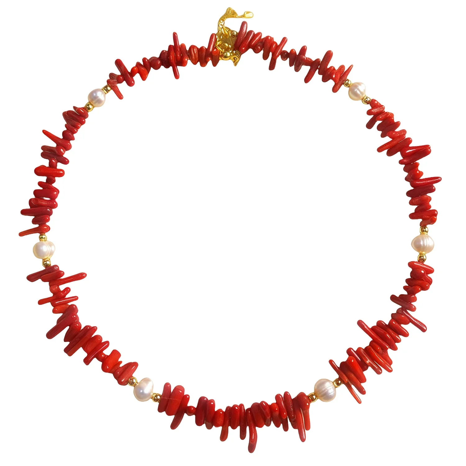 

Irregular Coral Seedling Necklace Freshwater Pearl Beads Light Luxury Designer Jewelry for Women