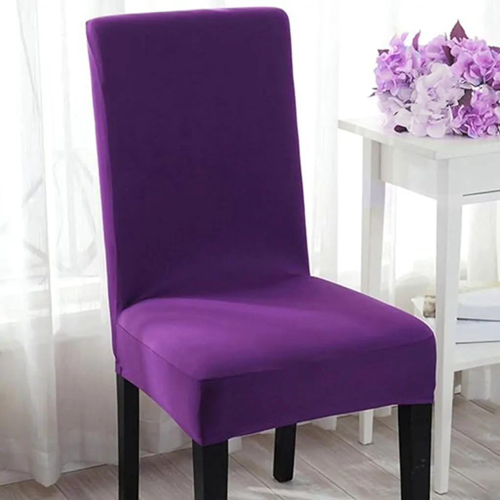 

4pieces Premium Seat Slipcovers For Hotel Banquet Wedding Elastic And Stretchy Easy To Clean Purple+4pcs