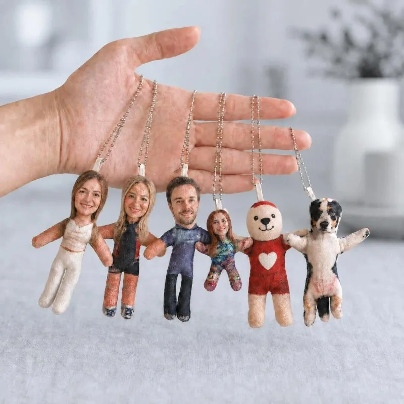 Custom Photo Doll Keychain, Personalized Mini Me Plush, Pet Portrait Keychain, Handmade Family Keepsake, Memorial for Pet Lover