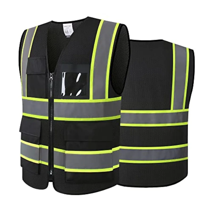 

Reflective High Visibility Safety Vest for Men Women with Pockets Zipper Front Meets ANSI/ISEA Standards
