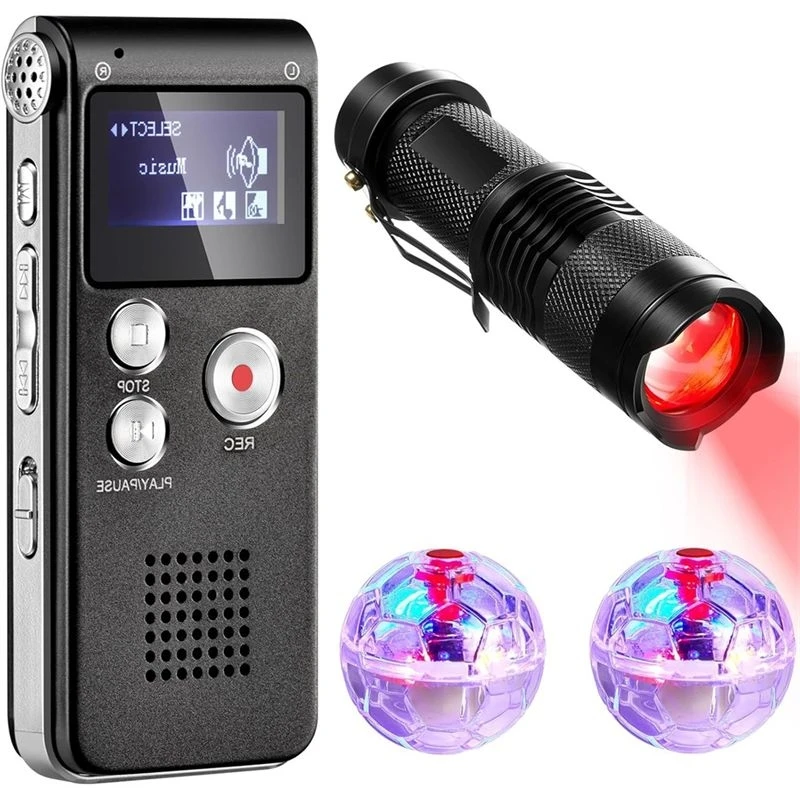 [Portable ABYM】 4 Pcs Equipment Kit 1 Light Night Vision Flashlight 1 2 LED Light Up Pet Cat Balls Paranormal Equipment