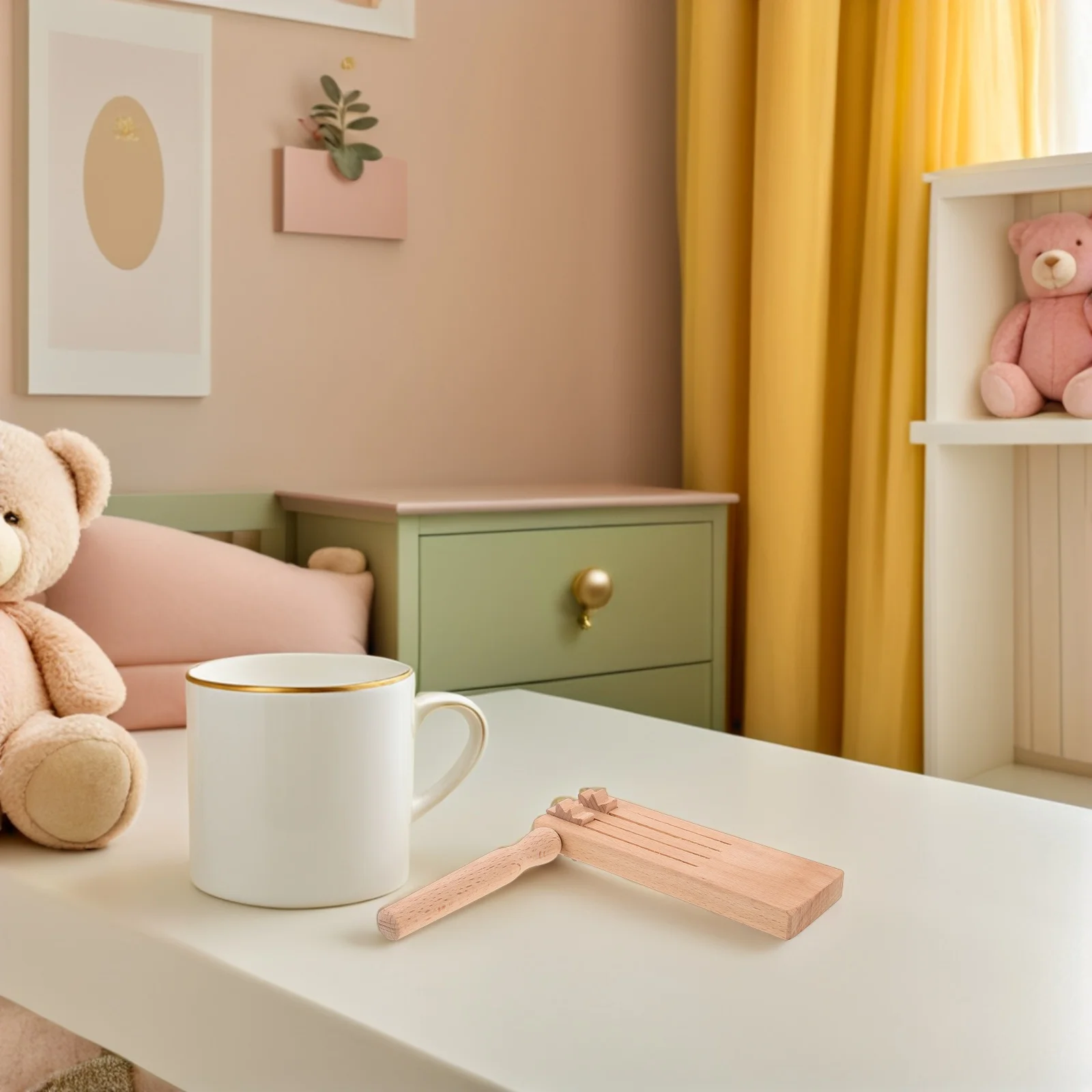 قطعتان من صانع الضوضاء بسقاطة دوارة خشبية بتصميم تقليدي لحفلات أعياد الميلاد والمناسبات الرياضية وتطوير الإيقاع المبكر #4