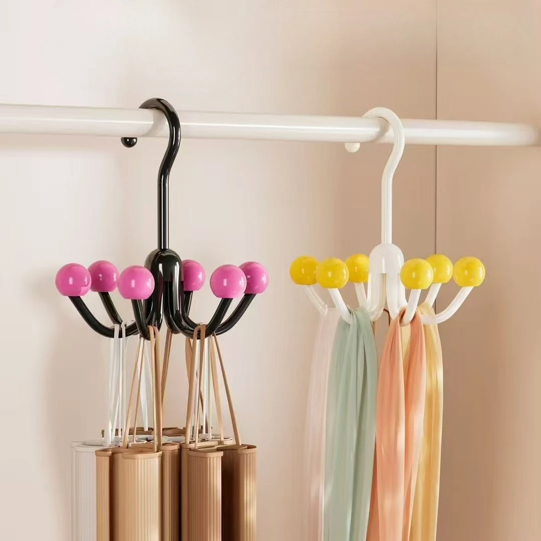 قطعة واحدة من خطاف دوار متعدد الوظائف بستة مخالب للاستخدام المنزلي، مناسب لتعليق الملابس الداخلية والأشرطة والقبعات وتنظيم الحقائب