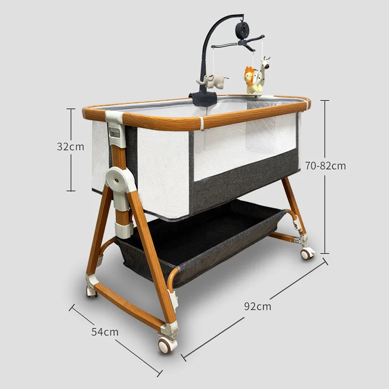 سرير أطفال هزاز 2 في 1، سرير قابل للطي ومحمول بعجلات قابلة للقفل، ميل علمي لمنع الاختناق،