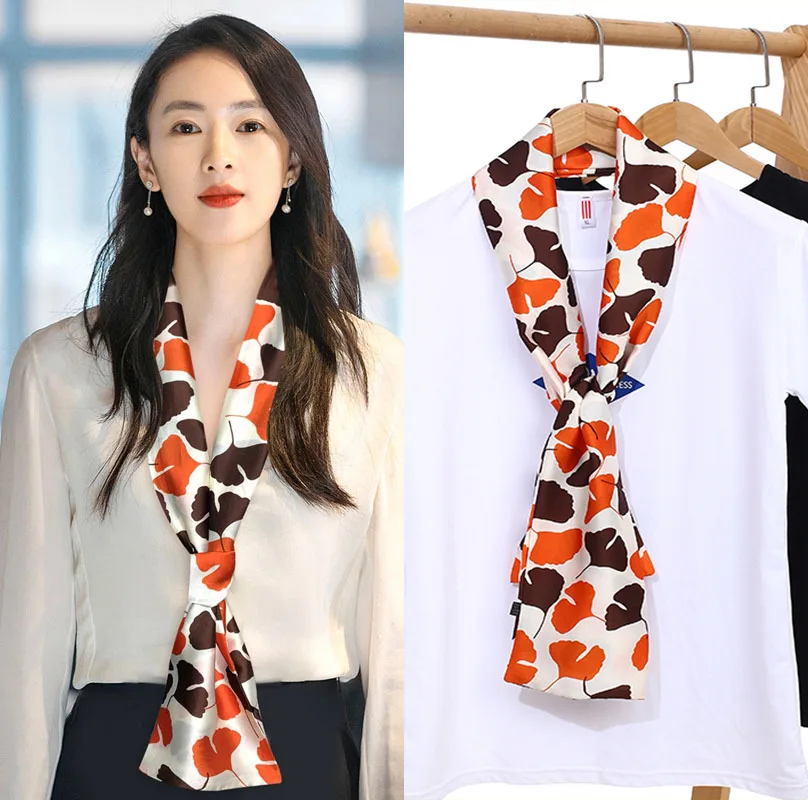 Elegant Women's Long Silk Scarf - The Ultimate Accessory for Hijab, Shawls, and More 15x145cm