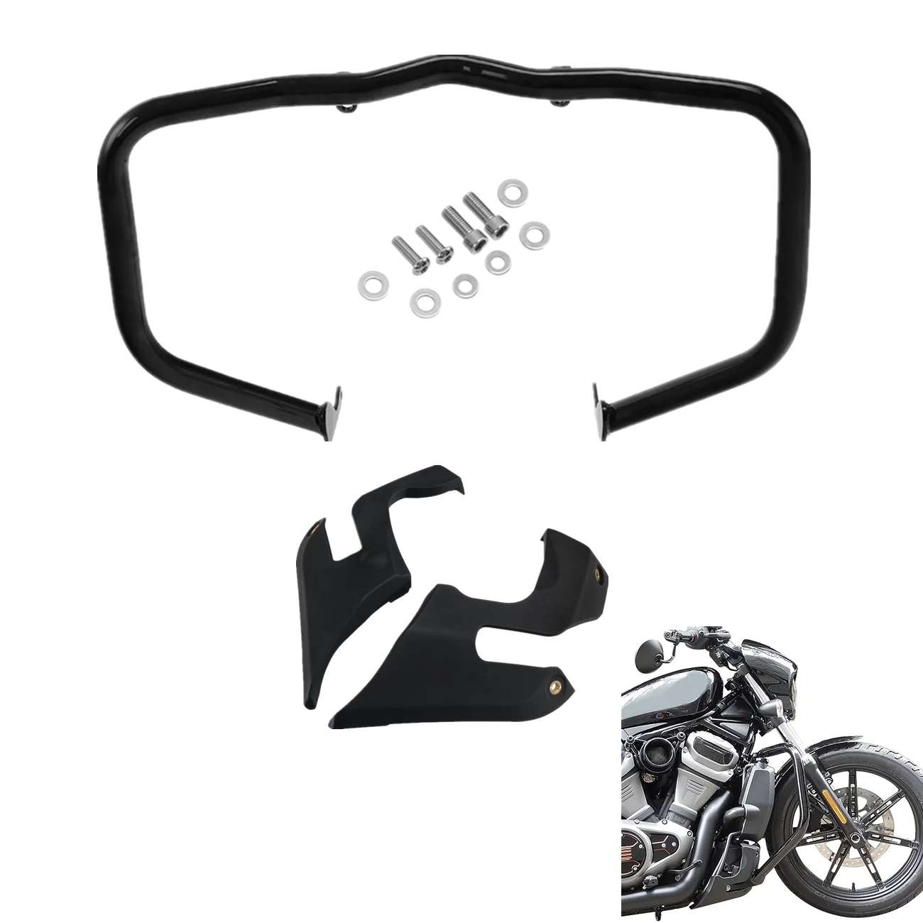 Motorcycle Engine Guard Crash Bar & Chin Lower Fairing for Harley Nightster RH975 2022 2024 Special RH975S 2023