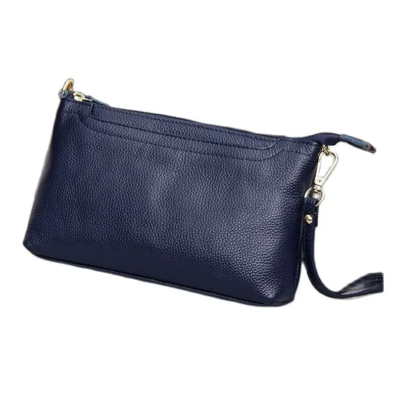 Genuine Leather High Quality Women Messenger Bag Wristlet Day Clutch Bag Female Shoulder Crossbody Bag Ladies Small Clutch Purse