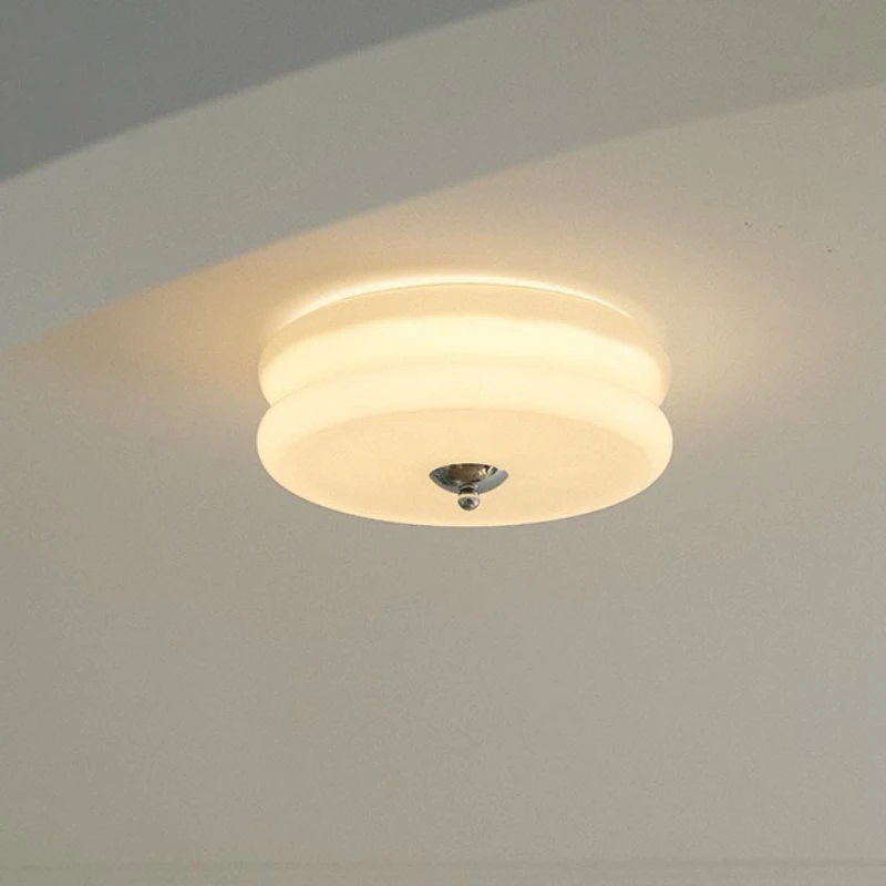 Milky White Glass Ceiling Lamps Glass Egg Tart Light Minimalist Nordic Cream Style Living Room Corridor Bedroom Ceiling Lights
