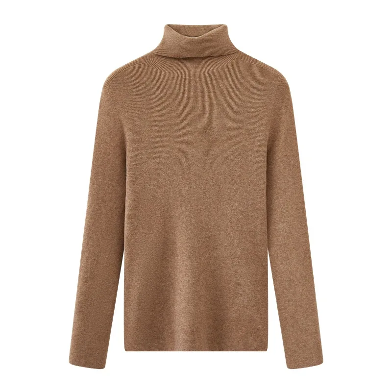 เสื้อคอเต่าผ้าวูลไร้ตะเข็บสำหรับผู้หญิง รุ่น First-Line เสื้อสเวตเตอร์ถักคอปกสำหรับฤดูใบไม้ร่วงและฤดูหนาว ช่วยให้ดูผอมเพรียว