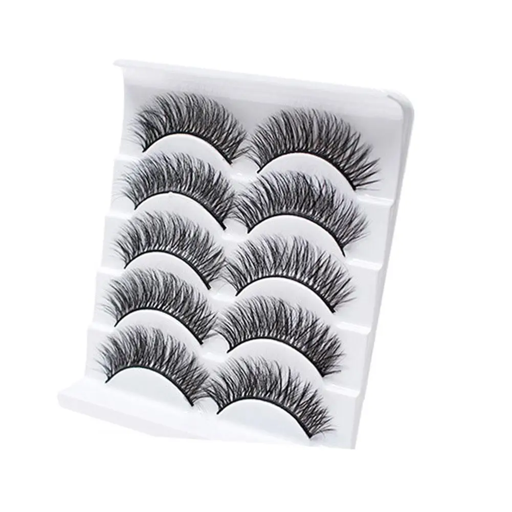 Ciglia finte 3D 5 paia ciglia ricci e versatili spesse fatte a mano imballaggio finto Glitter trucco falso 100% ciglia bellezza E8B3