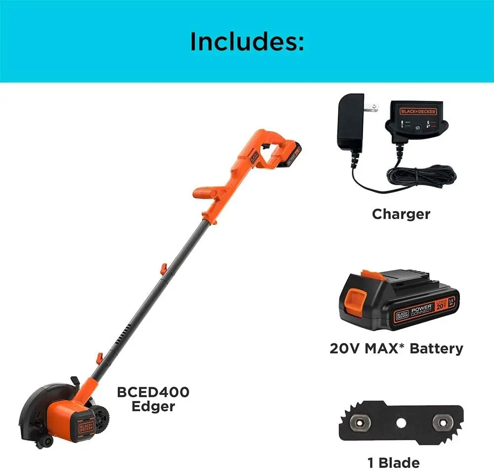 BLACK+DECKER 20V MAX Cordless Edger Lawn Kit, 1.5 Ah Battery & Charger Included (BCED400C1)