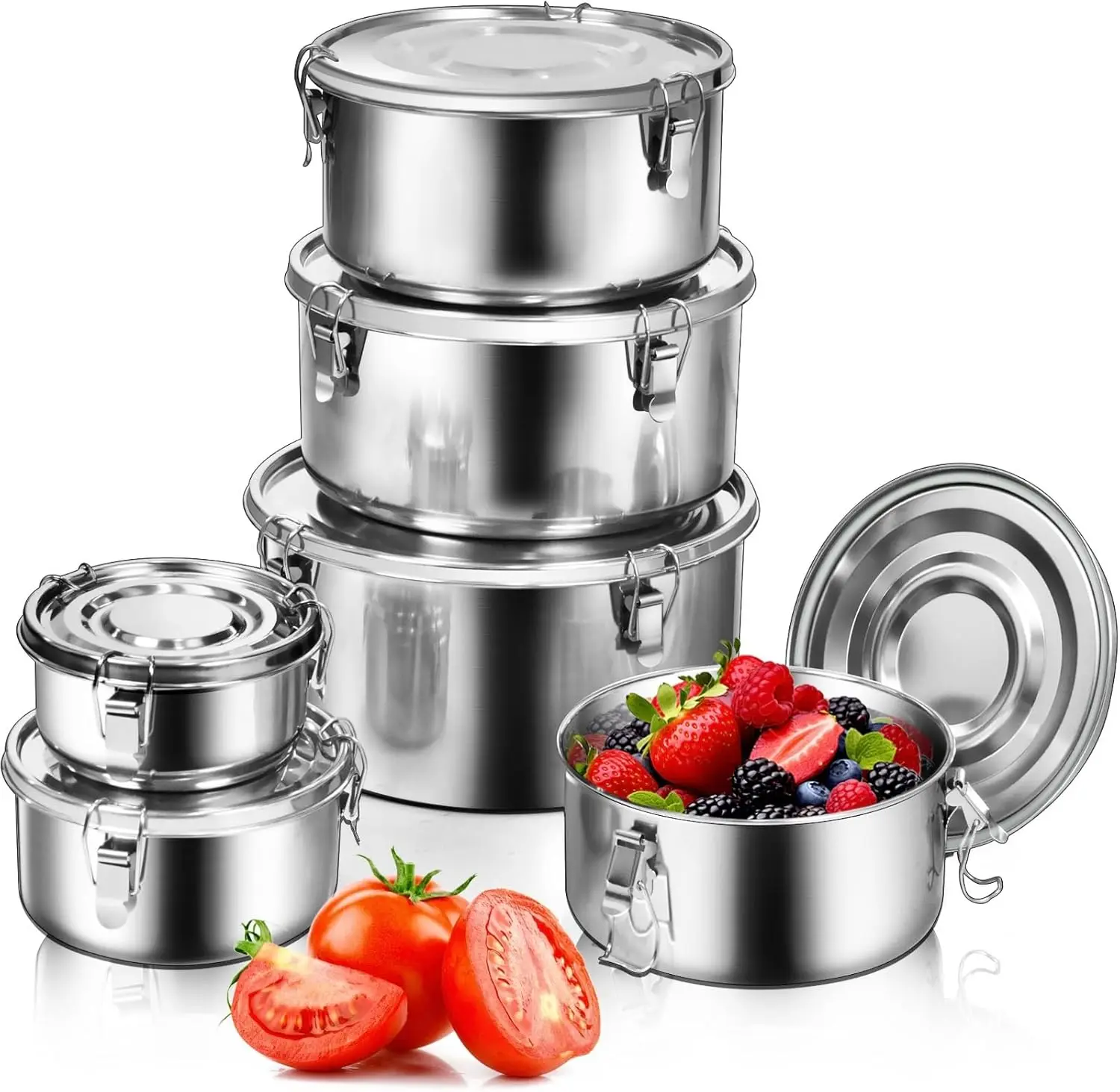 

6 Pcs 304 Stainless Steel Containers With Lids Stainless Steel Snack Containers for Kids,Kimchi Containers Leakproof St