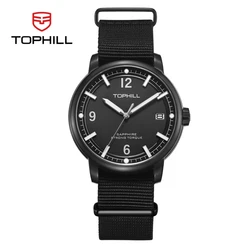 TOPHILL 42mm Fashion VX62E Quartz Watch For Men C3 Luminous Casual Retro Simple Sapphire 316L Stainless Steel 2 Straps TD009G