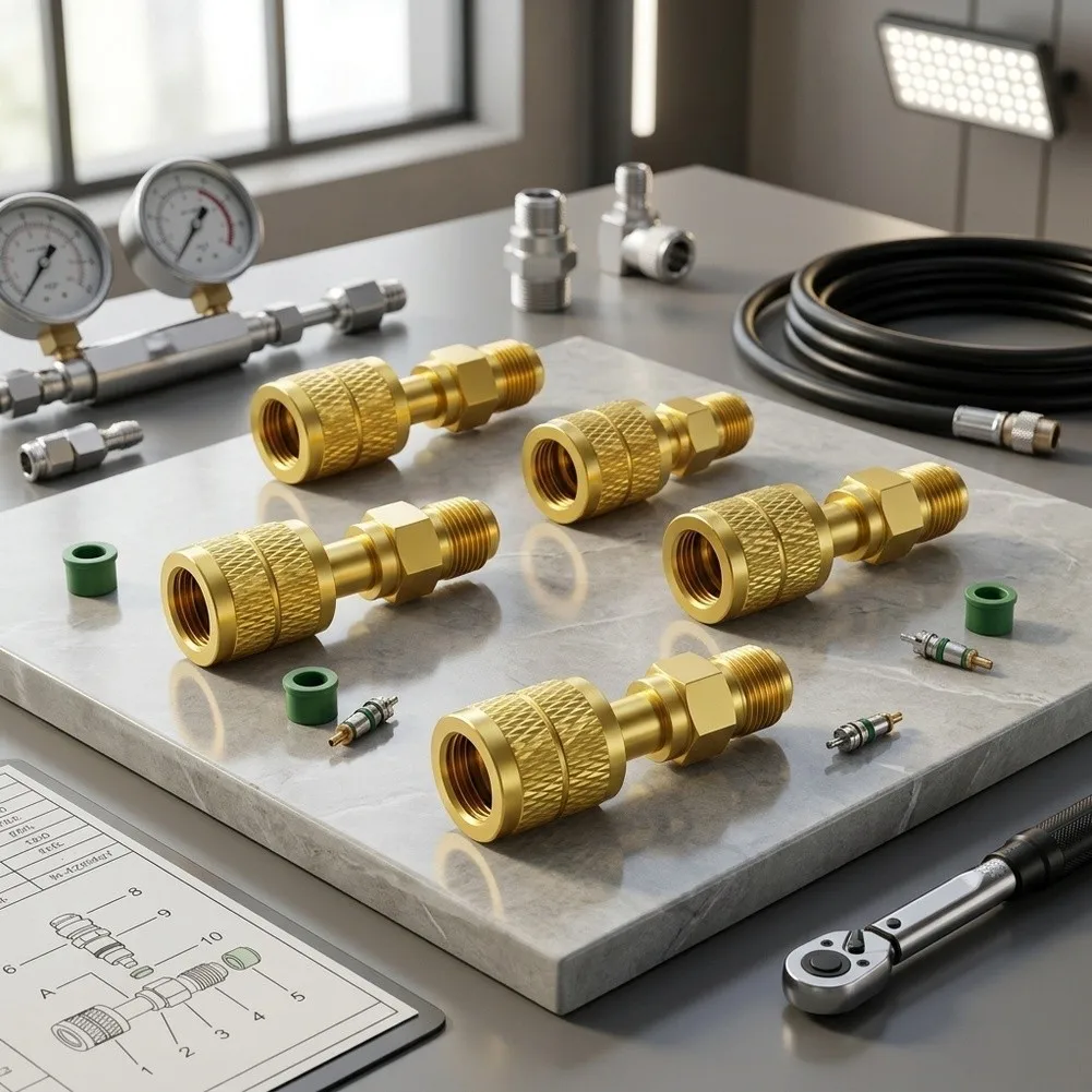 4x Straight Connectors For A2L R32 R454B Adapter Is Specifically Designed For R32 And For R454B Tanks, Utilizing A 1/4inch SAE